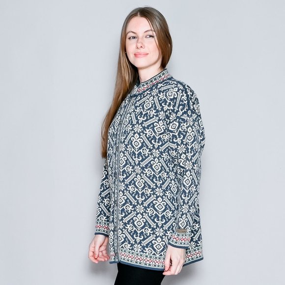 DALE OF NORWAY Wool Blue & White Knit Cardigan - Picture 6 of 9